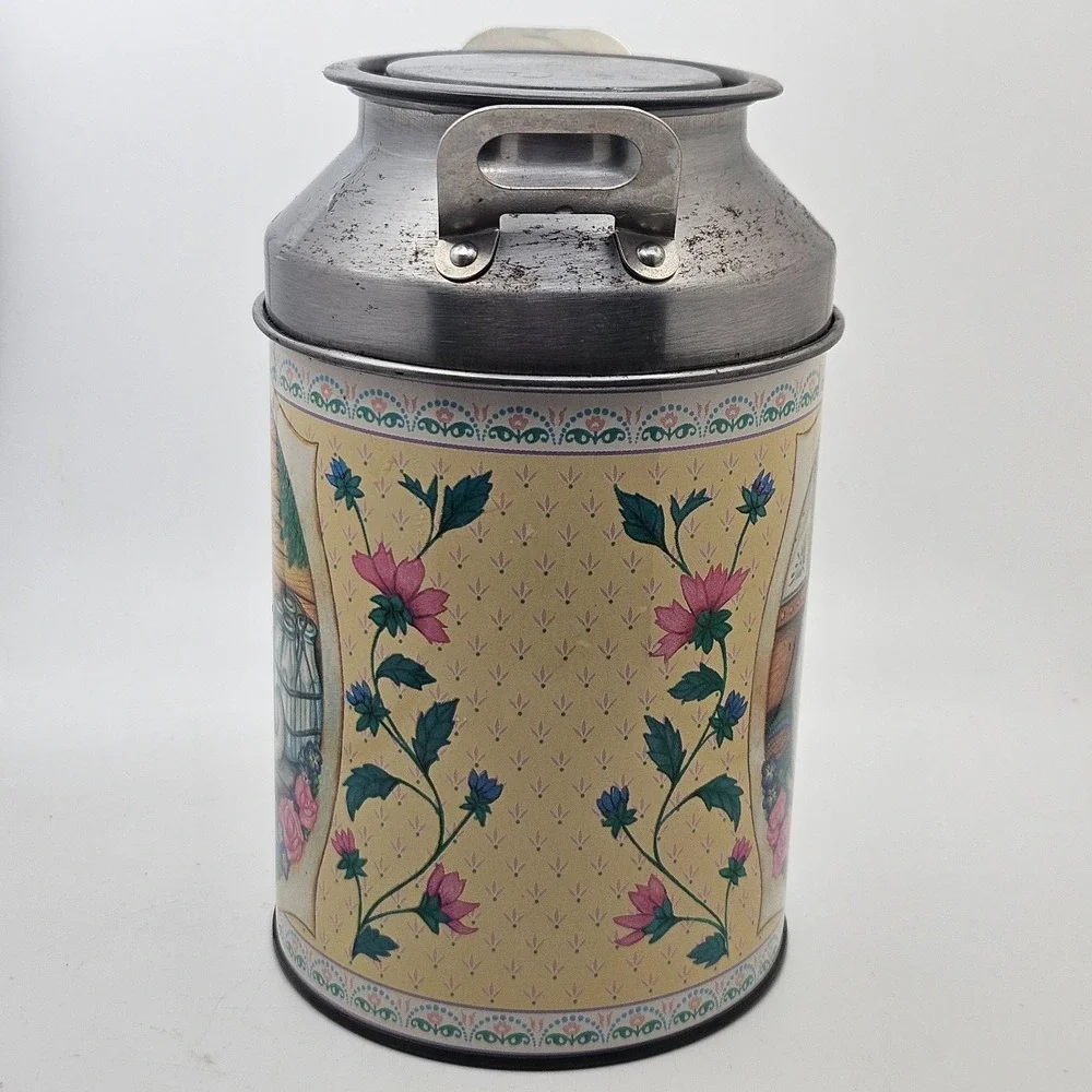 Vintage‎ Cat Milk Can Cookie Jar Tin Canister Cottagecore Farmhouse Kitty Decor